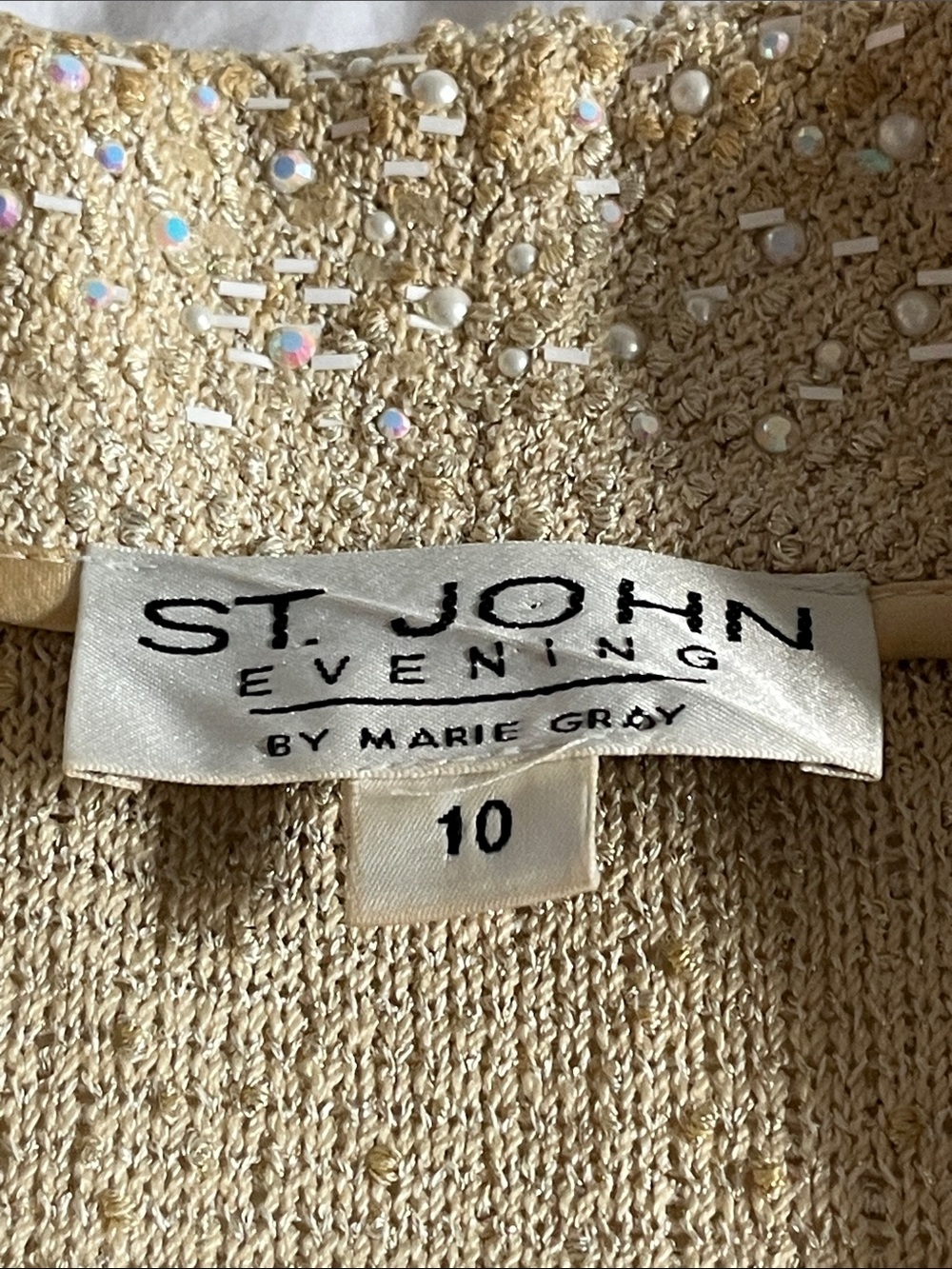 vintage St. John Evening Collection pearl paillette sequin knit zip jacket wool - Picture 4 of 16
